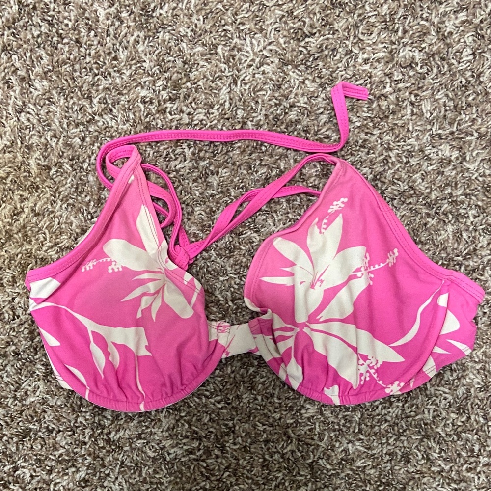 Pink Floral Bikini Top